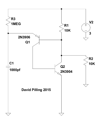 Basic programmable unijunction transistor (PUT) oscillator, David Pilling