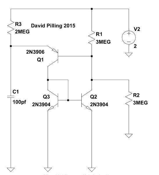 Low current programmable unijunction transistor (PUT) oscillator, David Pilling